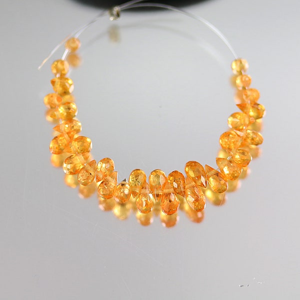 Mandarin Garnet Tiny Teardrop Briolette Beads - Set of 30 - Mandarin Garnet Beads - 3 to 4 mm