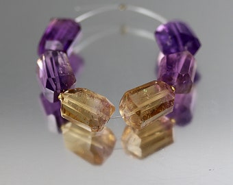 Ametrine Faceted Nugget Beads - Set of 6 - Ametrine Beads - 12 to 14mm