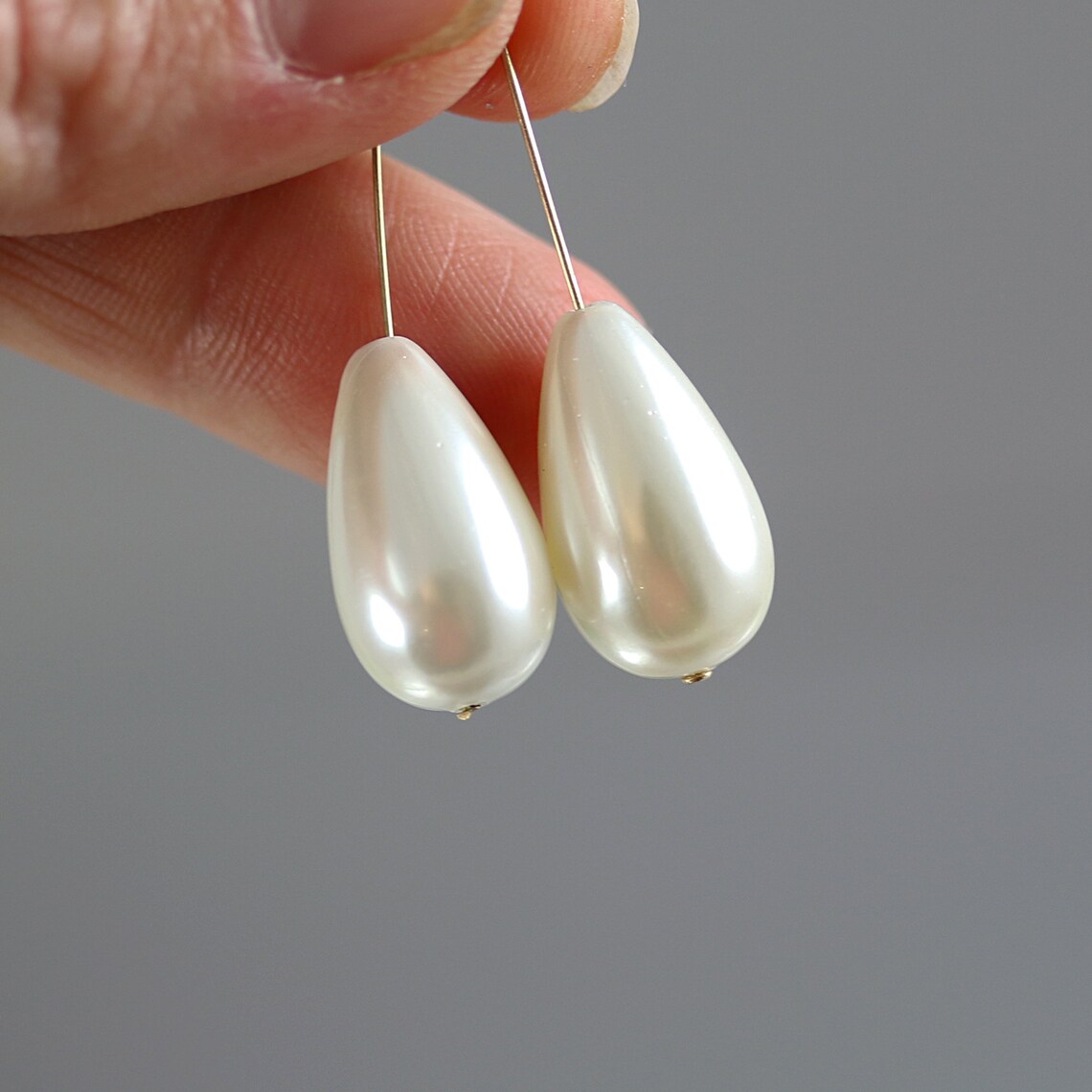 Shell Pearl Teardrop Beads Pair Pearl Drop Beads 18mm Etsy