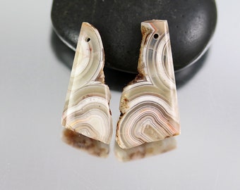 Crazy Lace Agate Slice Beads - Pair - Crazy Lace Agate Beads - 26mm