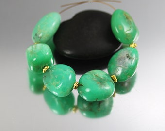 Chrysoprase Nugget Beads - Set of 6 - Chrysoprase Beads - 4.5 inches