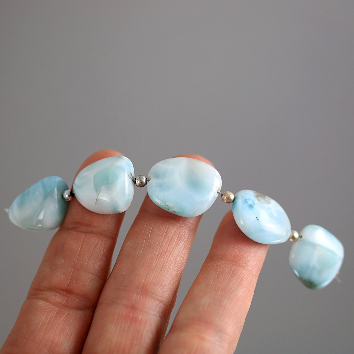 Larimar Nugget Beads Set of 5 Larimar Beads 3 1/2 Inches Etsy