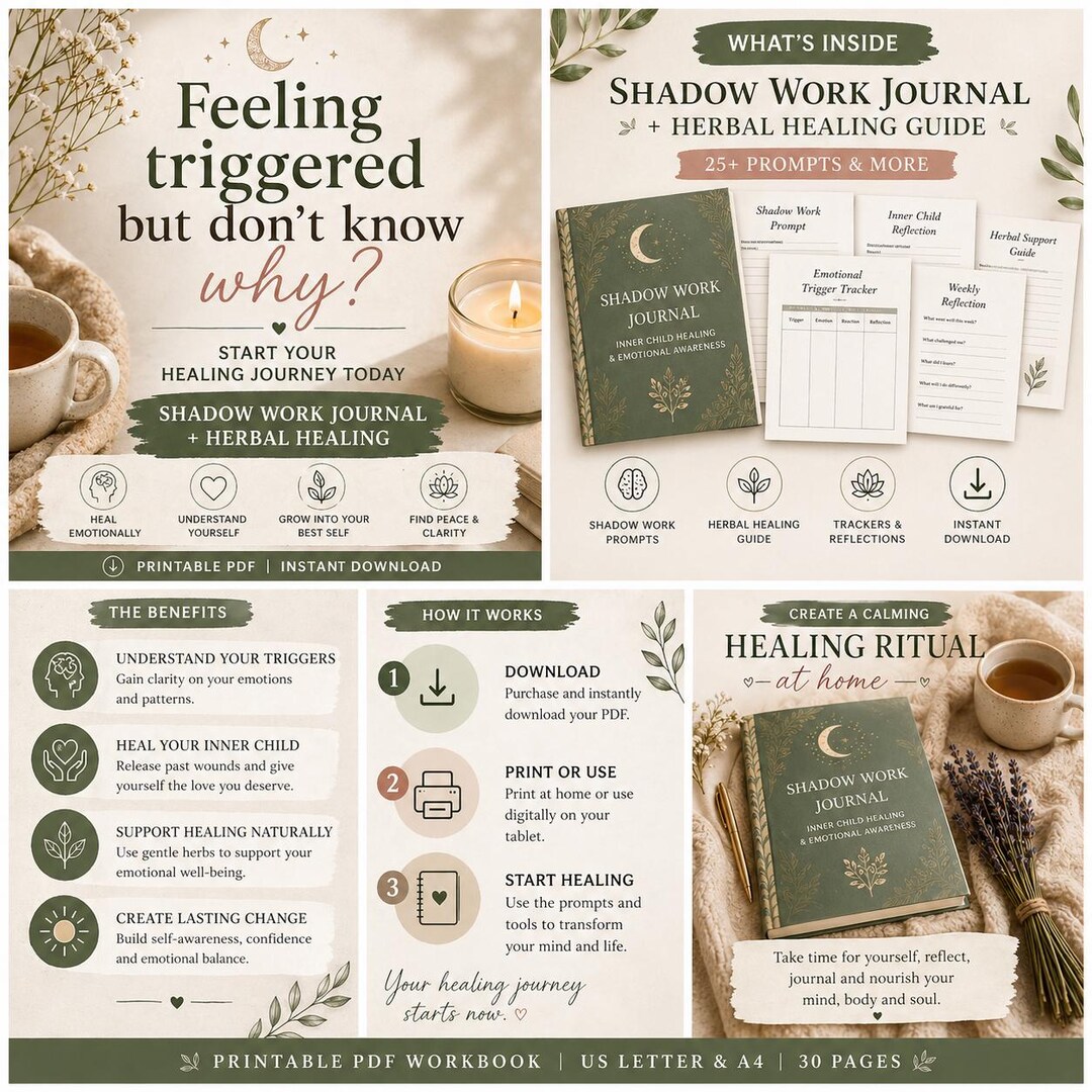 Shadow Work Journal Printable PDF | Inner Child Healing Workbook ...