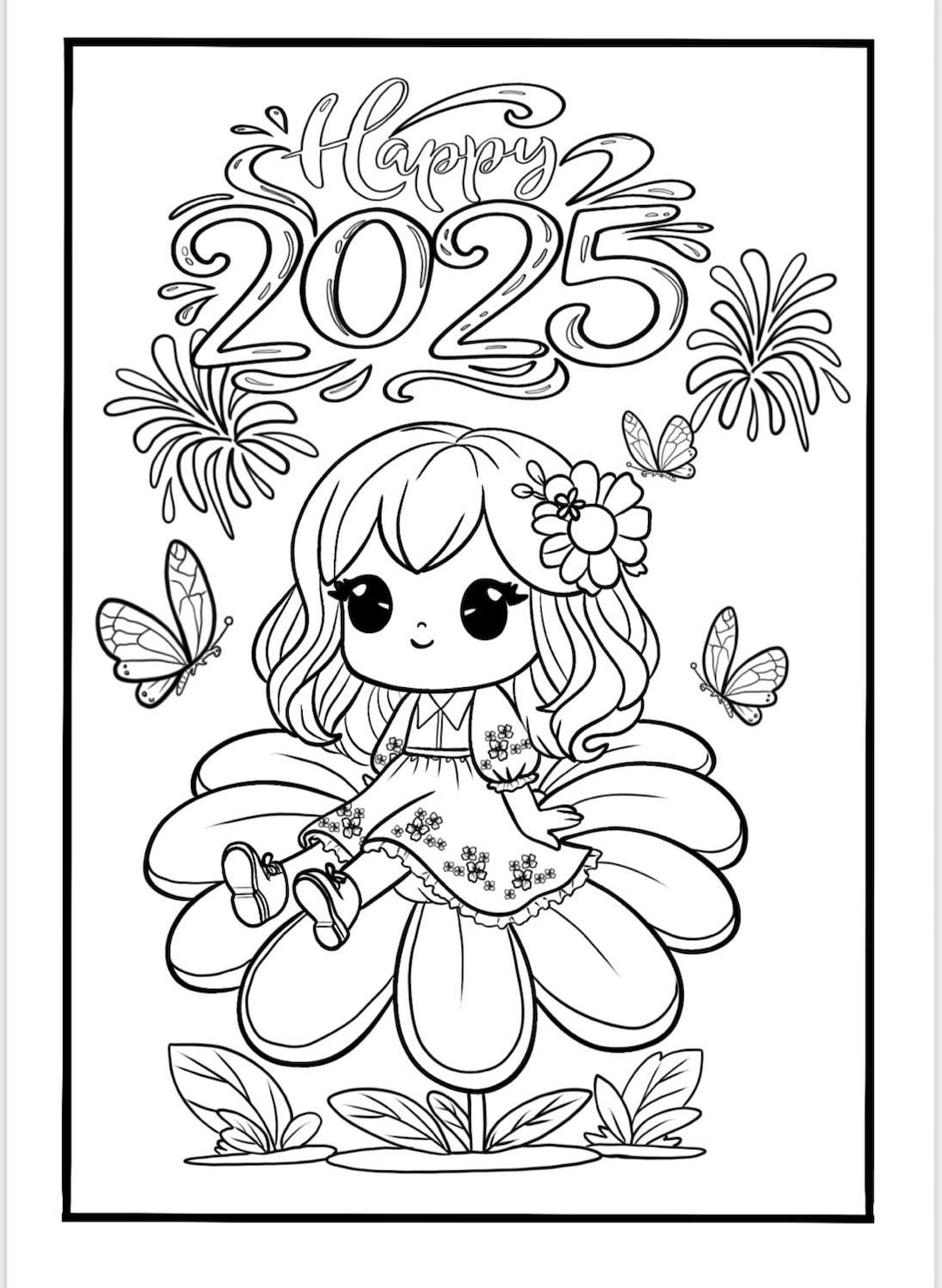 10 New Year Coloring Pages 2025 Coloring Book Printable Pdf Book For