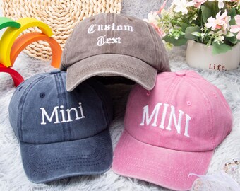 Gorras bordadas personalizadas para hermano mayor/hermana, gorras personalizadas para hermana, mini gorra, gorra para hermano mayor, regalo de cumpleaños para niños, gorra personalizada para niños