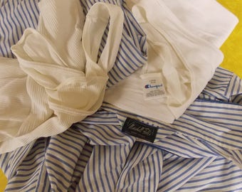 Mens undershirts/pajamas, vintage Marshall Fields stripe mens pajamas, Champion and Fruit of the Loom undershirts