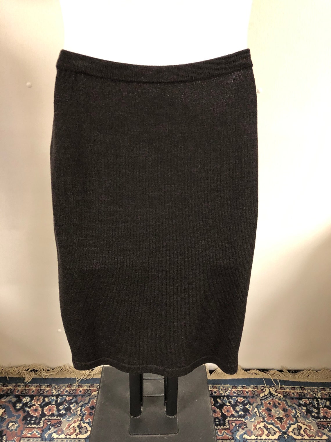 Solid brown wool blend knit skirt set straight skirt zipper Etsy