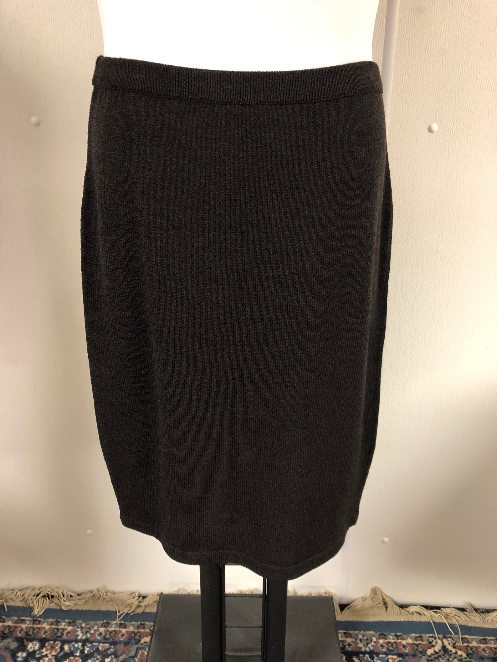 Solid brown wool blend knit skirt set straight skirt zipper Etsy