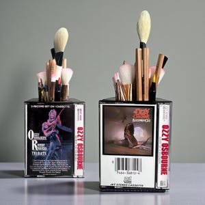 Ozzy Osbourne Vintage Cassette Tape Desk Organizer Pen Pencil holder Gift Black Sabbath Makeup Brush Holder