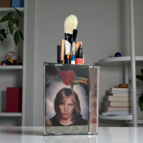 Tom Petty Vintage Cassette Tape Case Desk Organizer Pen Pencil holder