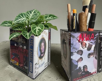 90s Hip Hop Legends Cassette Tape Desk Organizer Unique Pencil holder West Coast Gangsta Rap Snoop Dogg, NWA,2PAC,DR Dre Makeup Brush Holder
