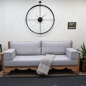 Bench Cushion, Wooden Sofa Cushion Set, Couch Pillows, Custom Made Sofa, Seat Cushion Cover, Gray Linen Fabric Cover Indoor
