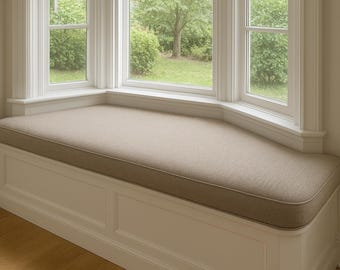Bay Window Cushion 4", Trapezoid Cushion for Bay Window Seat Cushion Custom, 4 inch Tapered Bench Cushion and Cover, Custom Shape Window