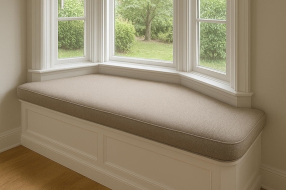 Bay Window Cushion 4", Trapezoid Cushion for Bay Window Seat Cushion Custom, 4 inch Tapered Bench Cushion and Cover, Custom Shape Window