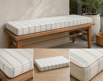 Striped Seat Cushion, Custom Window Seat Cushion 4”, Stripe Bench Cushion for Indoor