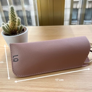 Leren brillenkoker met initialen/minimalistische brillenkoker/gepersonaliseerde monogram zachte brillenkoker