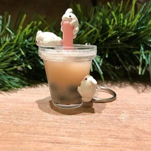BUNNY BOBA KEYCHAIN milk tea boba, bubble tea keychain, milk tea keychain, bunny boba, bunnies, keychain