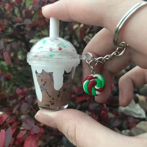 CHRISTMAS MOCHA COFFEE, Liquid Iced Coffee Keychain, Coffee Lovers Gift, Iced Latte, Christmas stocking stuffer, limited edition keychain