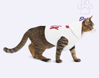 Custom Pet Hoodie, Red Love Heart Pet Hoodie, Personalized Red Heart Pet Hoodie, Cat, Dog, Customized Pet Heart Hoodie, Loveheart Pet Hoodie