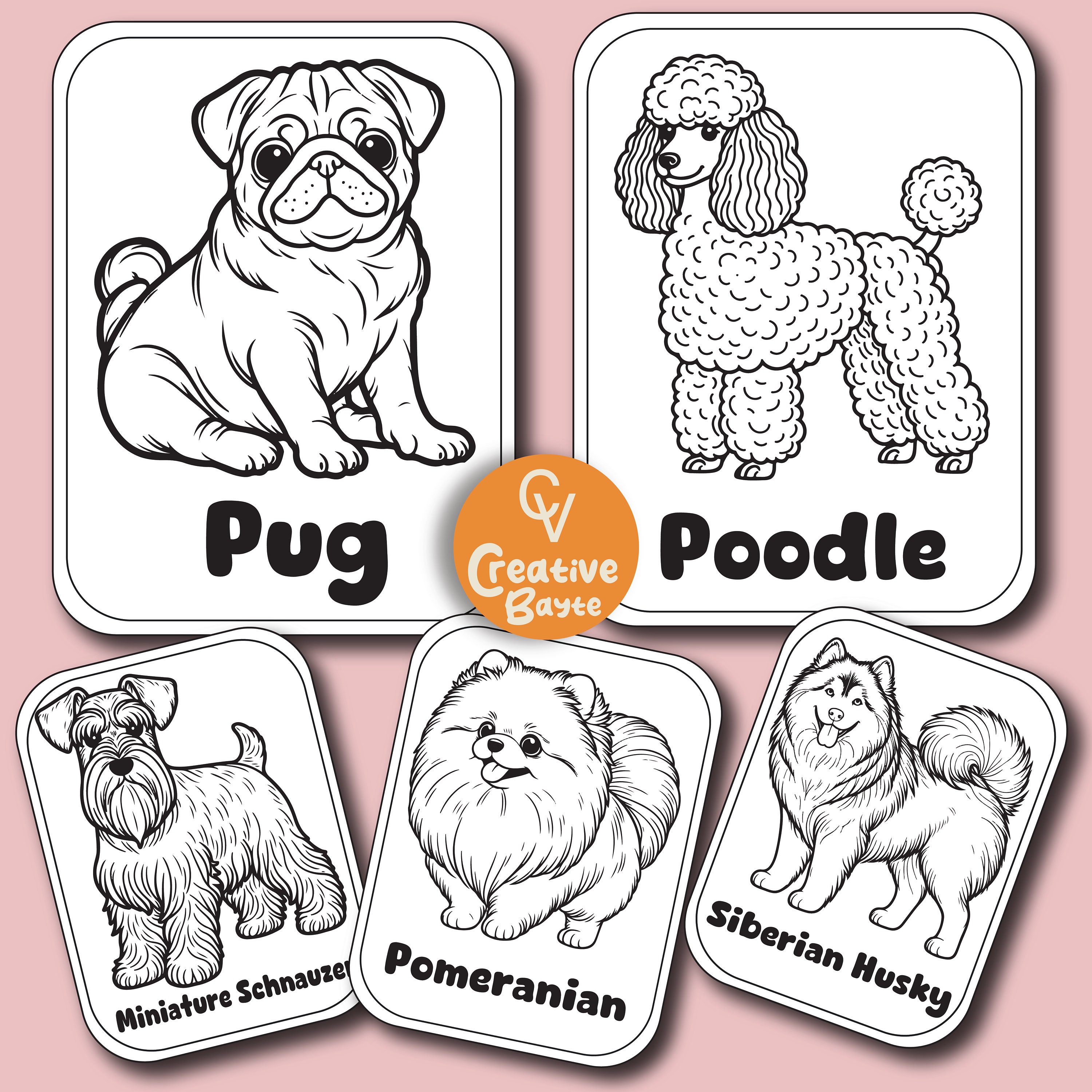 Cute 44 Printable Dogs Breeds Coloring Pages for Kids &amp; Adults, for Relaxation and Stress Relief ...
