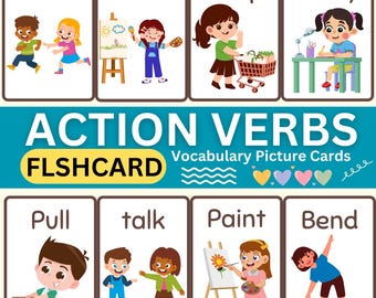 Action Verb Flashcards: Speech Therapy ESL Vocabulary (Printable)