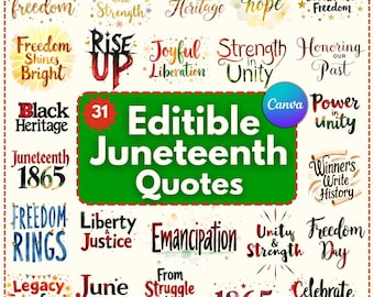 Juneteenth Quotes Clipart PNG Bundle: Black History Sublimation Designs (Digital Download