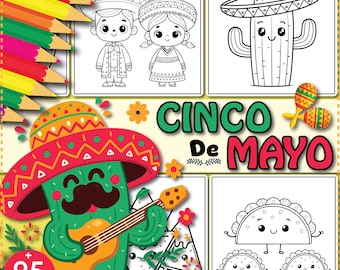 Páginas para colorear del Cinco de Mayo para niños: 95 actividades de fiesta imprimibles (PDF)