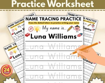 Personalized Name Tracing Worksheet: Preschool Handwriting Practice (PDF Download)