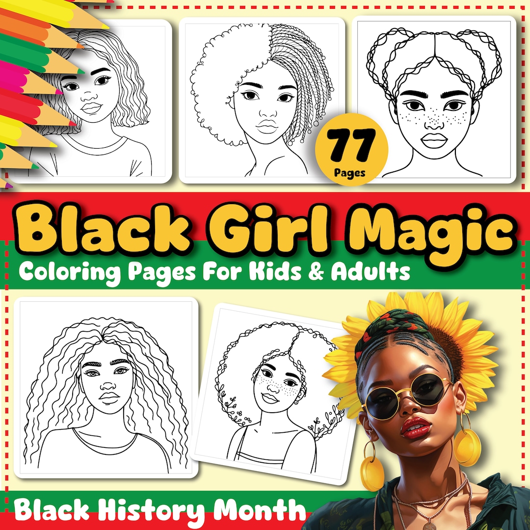 Black Girl Magic Coloring Pages: African American Portraits (PDF) - Etsy