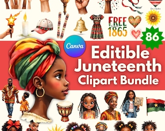 Juneteenth Clipart Bundle: Black History PNGs, Freedom Quotes (Digital Download))