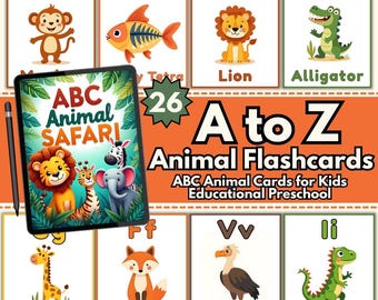 Animal Alphabet Flashcards: A-Z Printable Cards for Preschool (PDF/PNG Download)