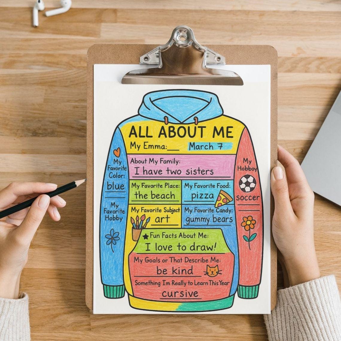 All About Me Hoodie Worksheet: Back to School Icebreaker Art Activity ...