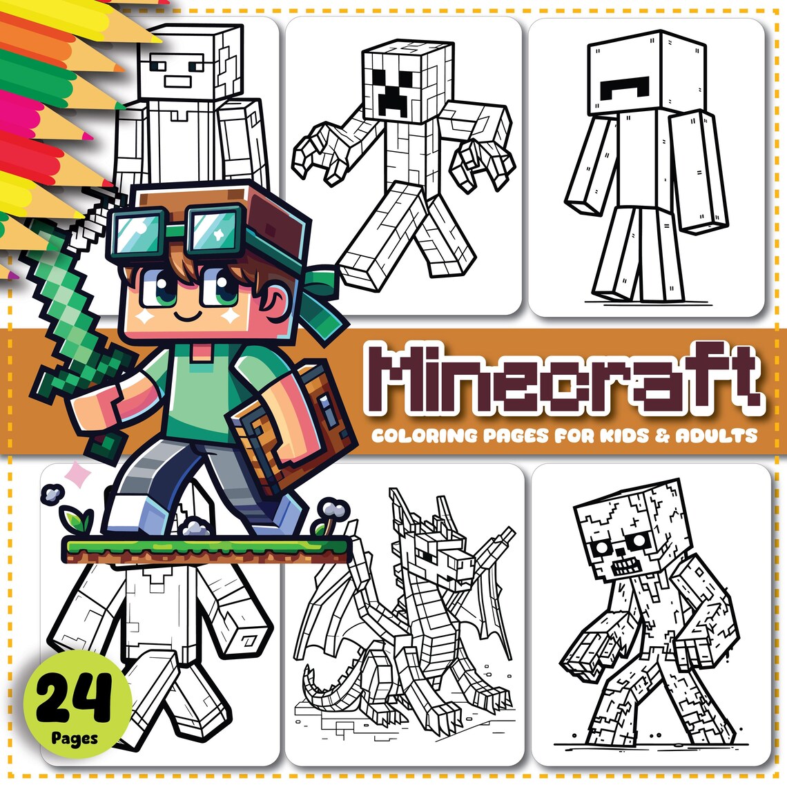 16 Printable Minecraft Coloring Pages for Kids & Adults, Video Game ...