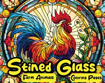 Farm Animals Stained Glass Coloring Pages: 20 Printable Designs (PDF)