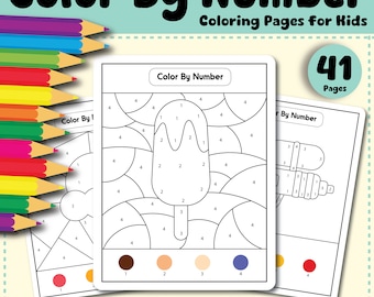 41 Color By Number Pages for Kids: Printable Homeschool Activity (Digital Download)
