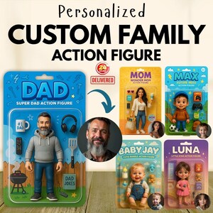 Personalized Family Action Figure Portrait: Custom 3D Cartoon Art (Digital Download