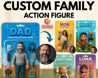 Personalized Family Action Figure Portrait: Custom 3D Cartoon Art (Digital Download