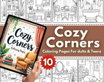 Cozy Hygge Coloring Pages: Relaxation Scenes (PDF & PNG Downloadable Worksheets)