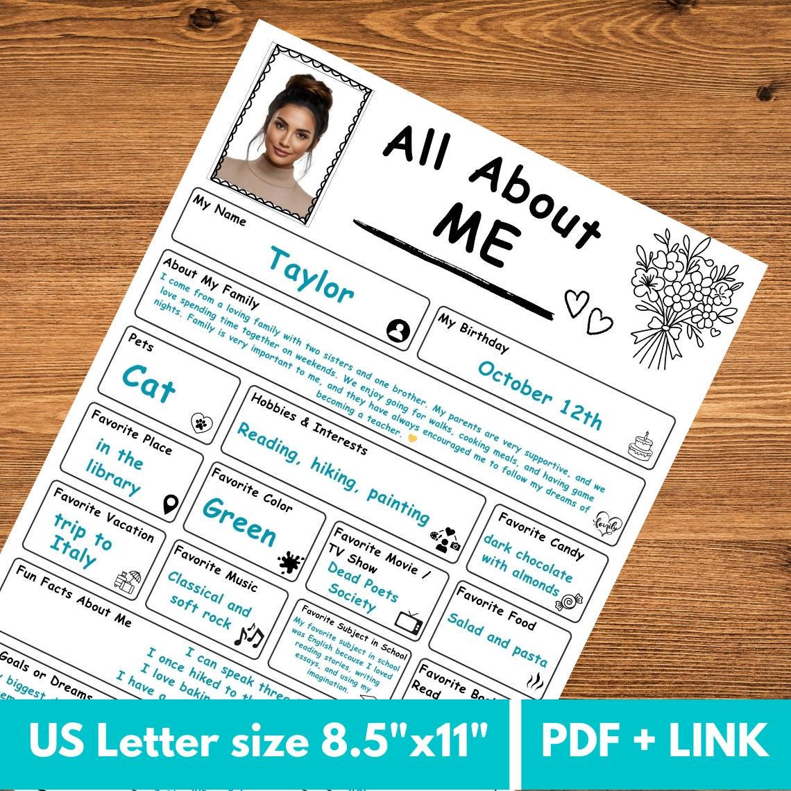 All About Me Worksheet: Editable Student & Teacher Questionnaire (PDF ...