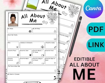 All About Me Worksheet: Editable Student & Teacher Questionnaire (PDF)