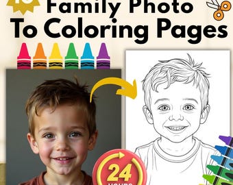 Personalized Family Coloring Pages from Photo: Custom Activity Book (Digital Download)
