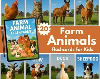 Bauernhof Tiere Karteikarten: Druckbare Lernkarten für Kinder (digitaler Download)
