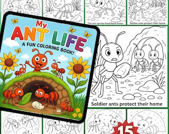 Ant Life Cycle Coloring Book: Insect Theme Homeschool Activity (PDF Downloadable)