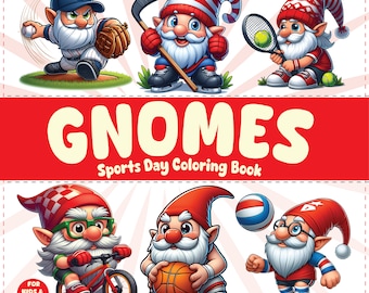 Gnome Sports Coloring Pages for Kids & Adults (Digital Download)