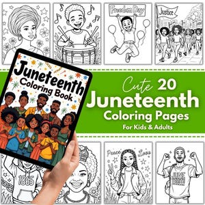 Livre de coloriage Juneteenth pour enfants et adultes - Célébration de l'histoire des Noirs, fierté afro-américaine, activités de la Journée de la liberté, PDF imprimable