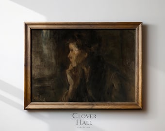 Vintage woman portrait | woman painting | vintage moody art | impressionist painting | vintage portrait painting | moody art print