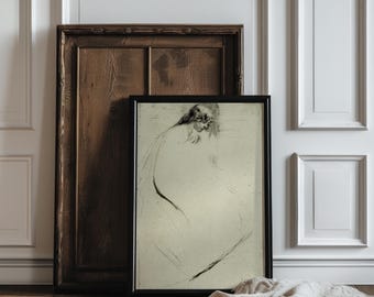 Vintage Drawing of Woman | vintage art print | portrait of woman | sketch of woman | vintage charcoal drawing | vintage woman sketch