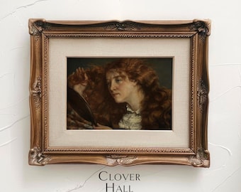 Vintage Portrait | vintage portrait of woman | vintage oil painting | moody wall art | moody vintage art | woman with red hair