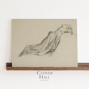 Vintage woman sketch | neutral figure drawing | vintage drawing | minimalist sketch | elegant figure drawing
