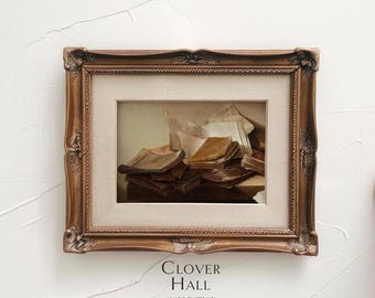 Vintage painting of books | writer aesthetic | cozy core | cozy aesthetic | reader aesthetic | library decor | bookish decor | book art